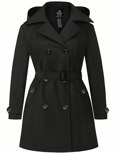 Classic Hooded Double-Breasted Trench Coat with Belt