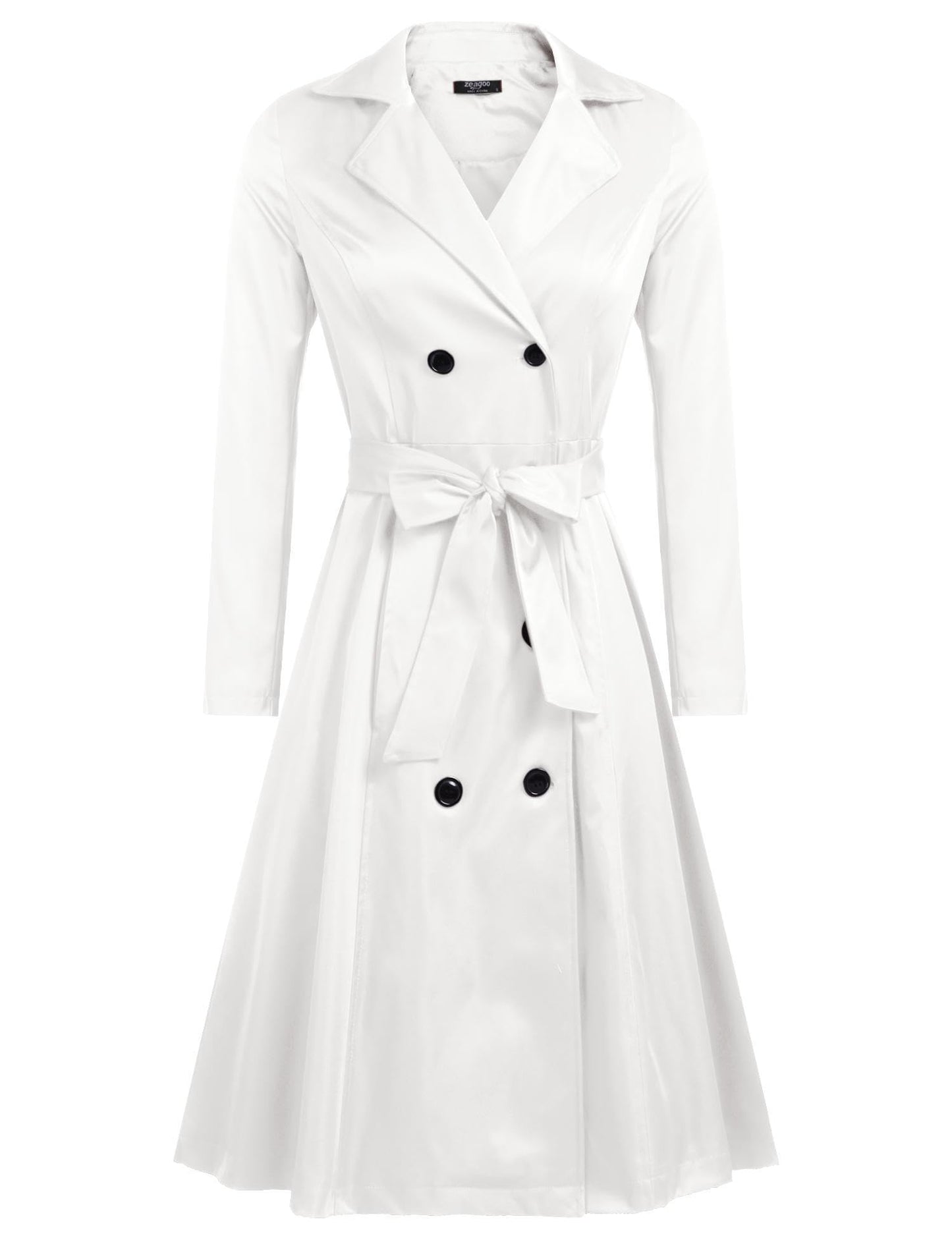 Elegant A-Line Double-Breasted Trench Coat with Belt