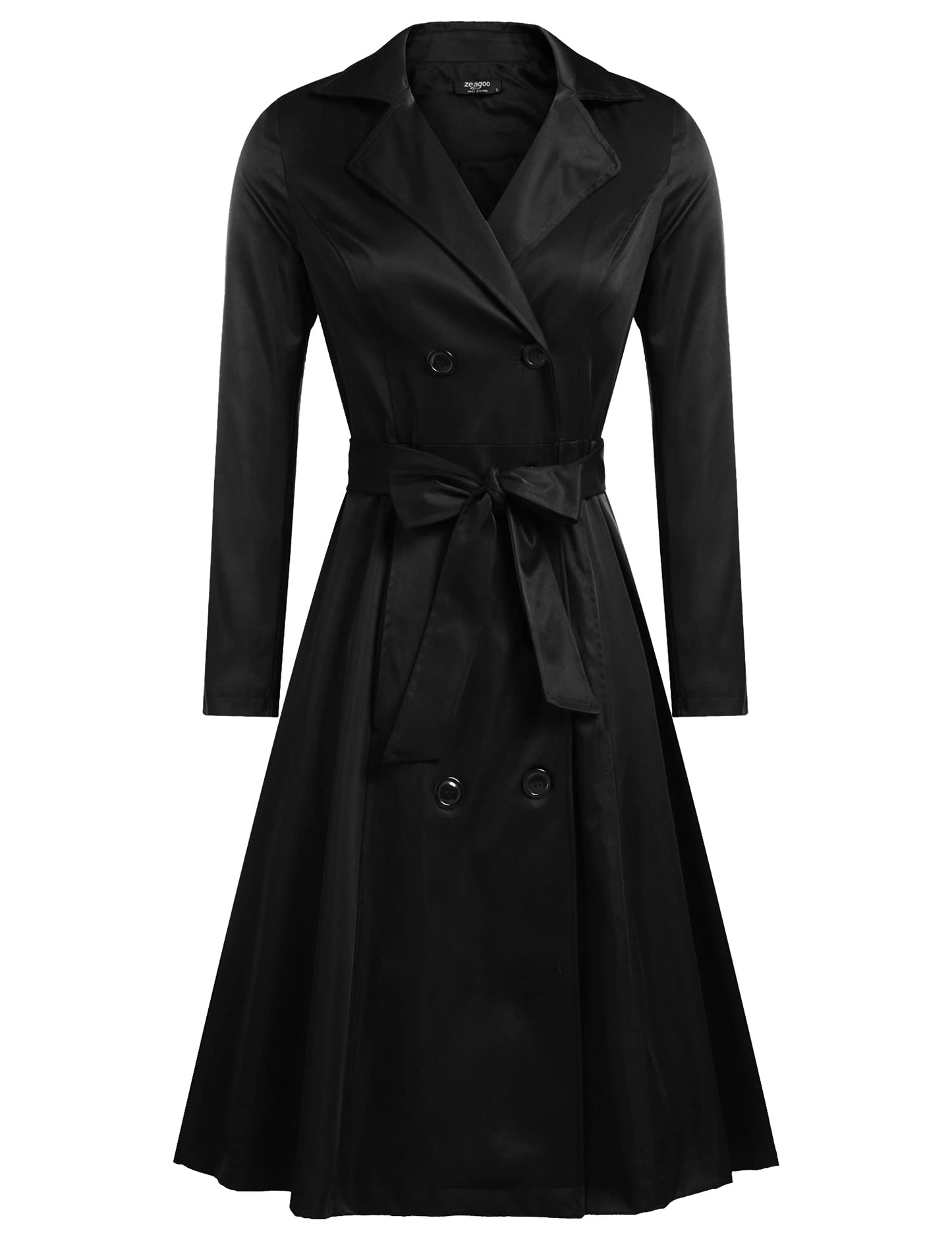 Elegant A-Line Double-Breasted Trench Coat with Belt