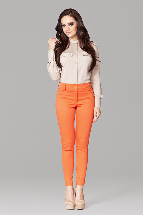 Bright Orange Slim-Fit Trousers