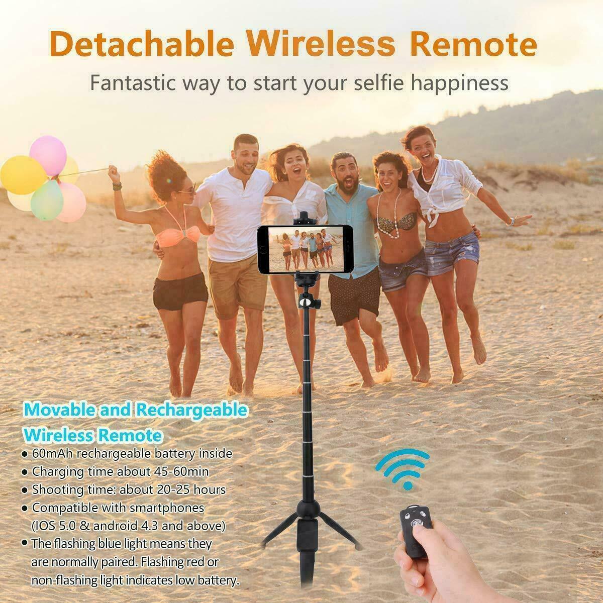 Selfie Stick Tripod 40" Bluetooth Remote Portable for iPhone and