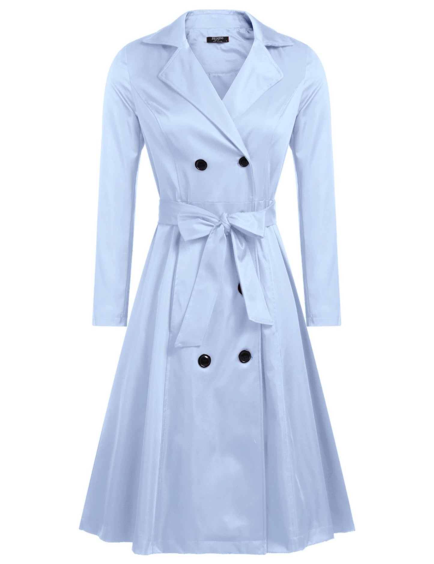 Elegant A-Line Double-Breasted Trench Coat with Belt