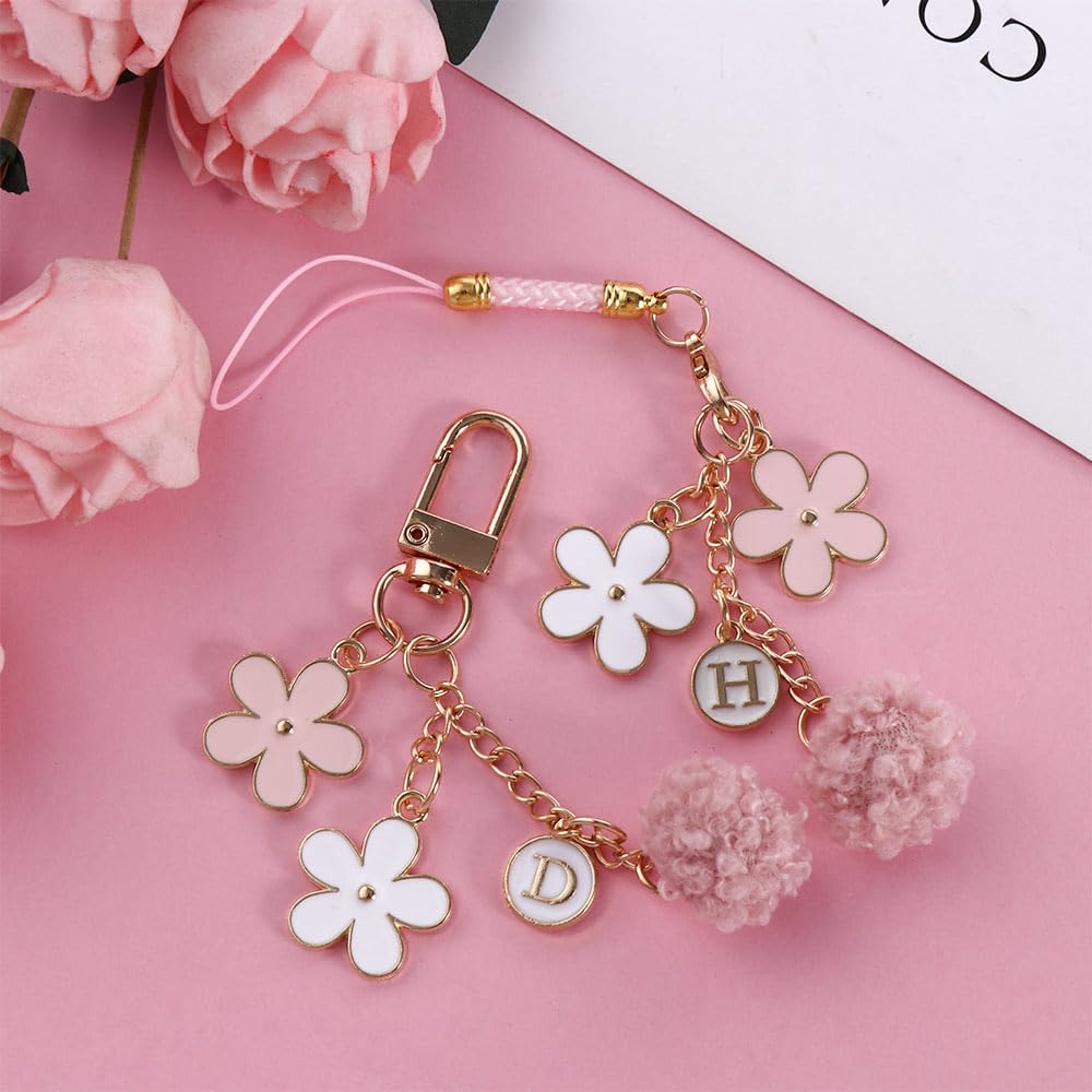 Metal Flower Strap Lanyards Keychain & Charms