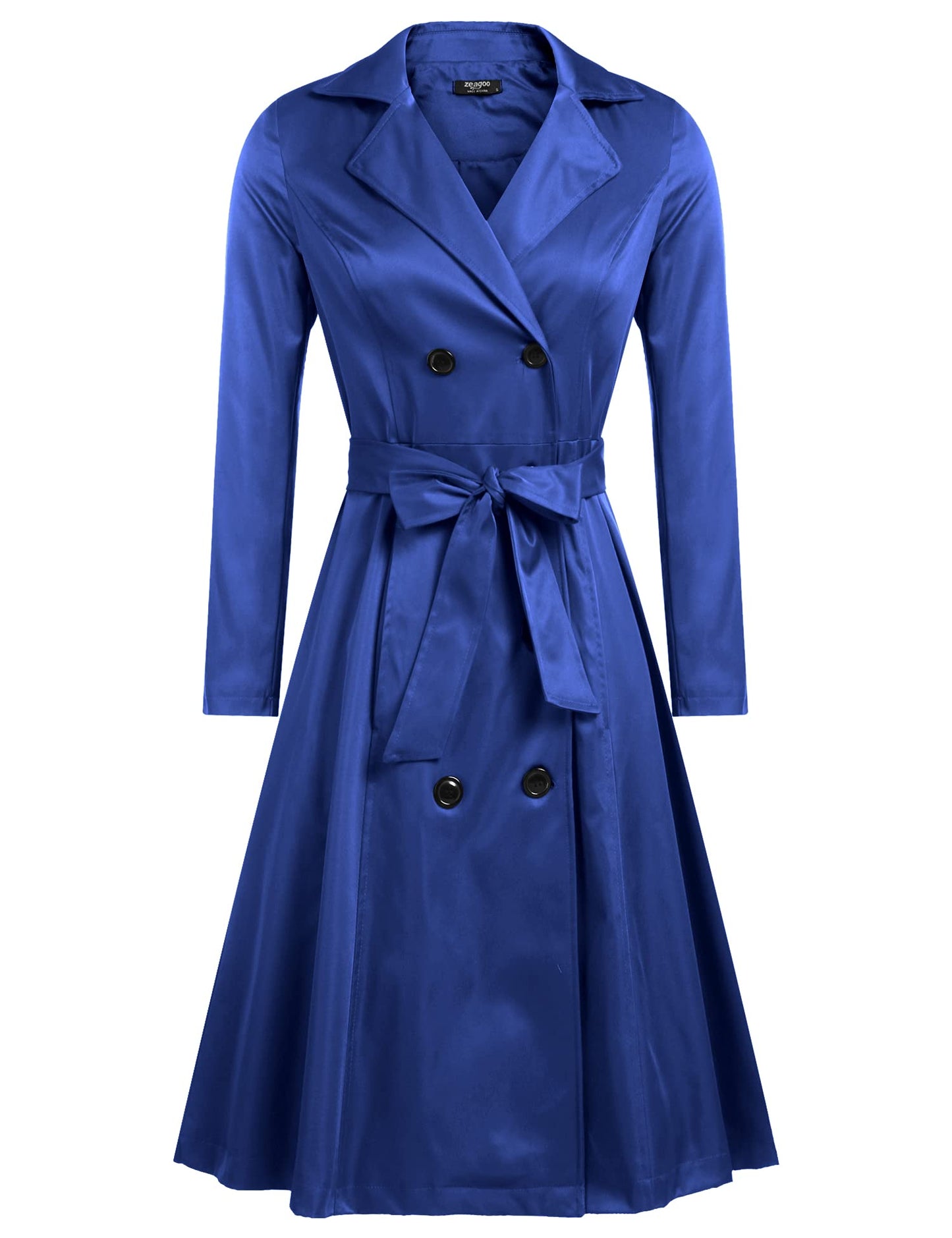 Elegant A-Line Double-Breasted Trench Coat with Belt