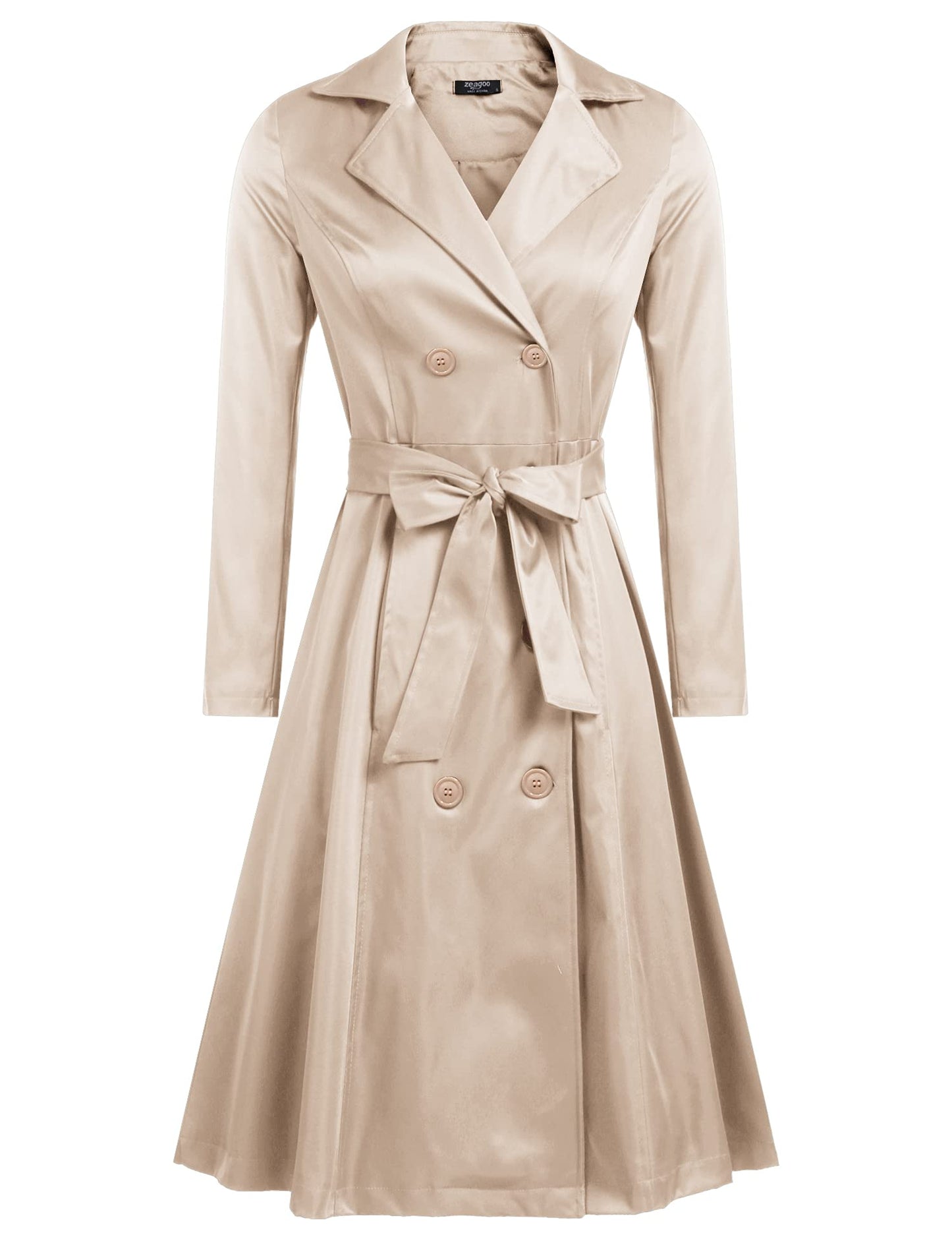 Elegant A-Line Double-Breasted Trench Coat with Belt