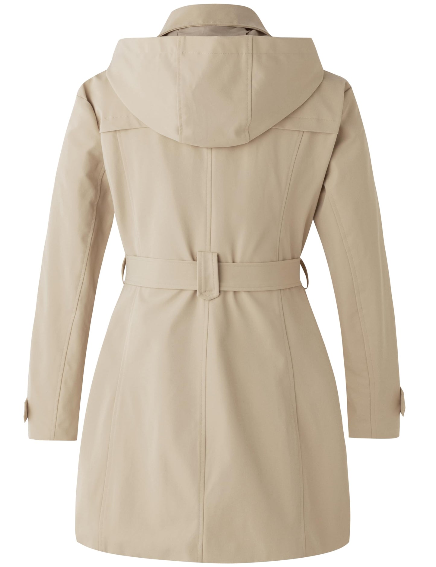 Classic Hooded Double-Breasted Trench Coat with Belt