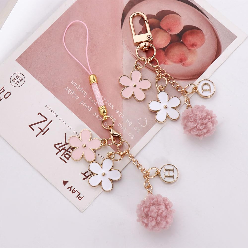 Metal Flower Strap Lanyards Keychain & Charms