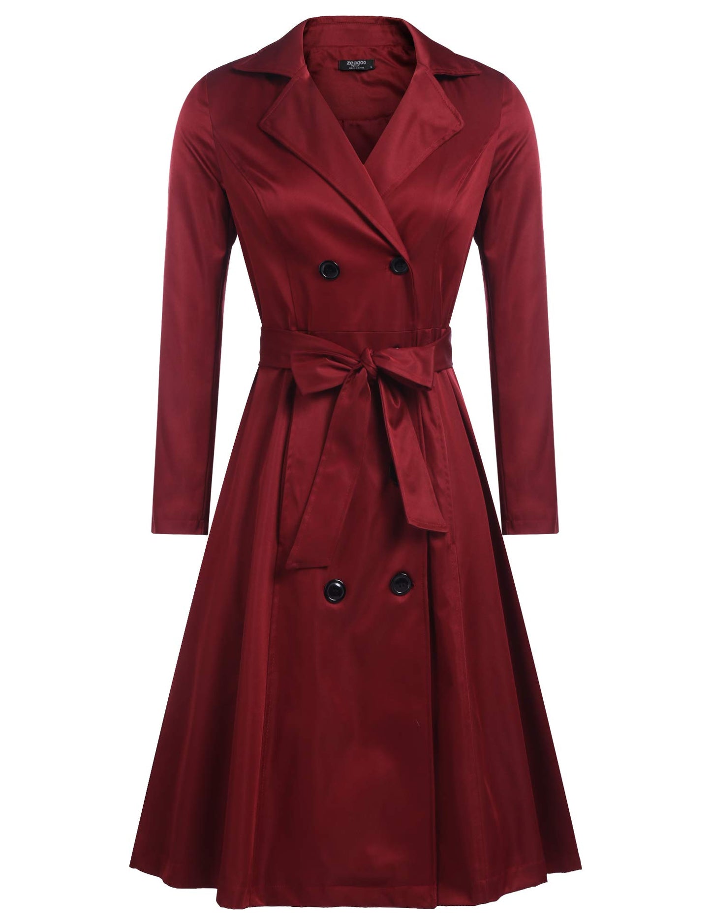 Elegant A-Line Double-Breasted Trench Coat with Belt