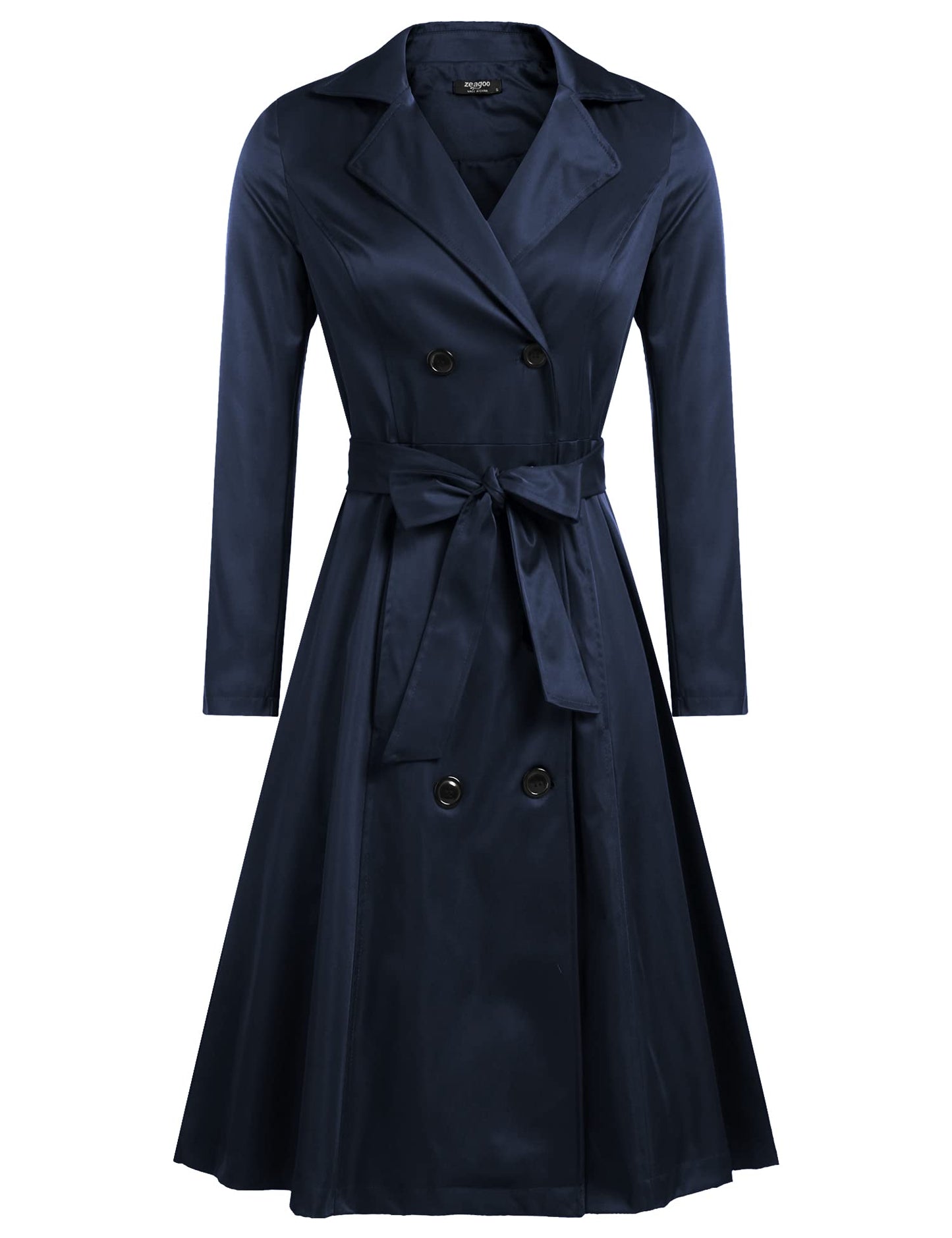 Elegant A-Line Double-Breasted Trench Coat with Belt