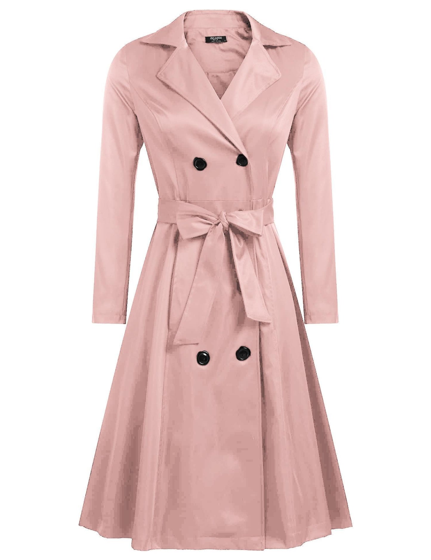 Elegant A-Line Double-Breasted Trench Coat with Belt