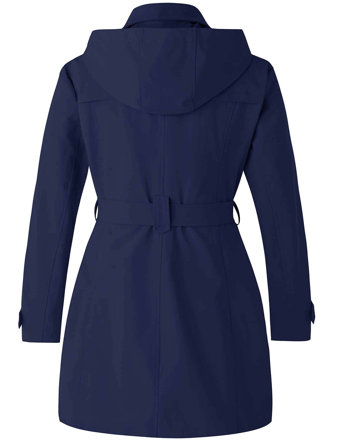 Classic Hooded Double-Breasted Trench Coat with Belt