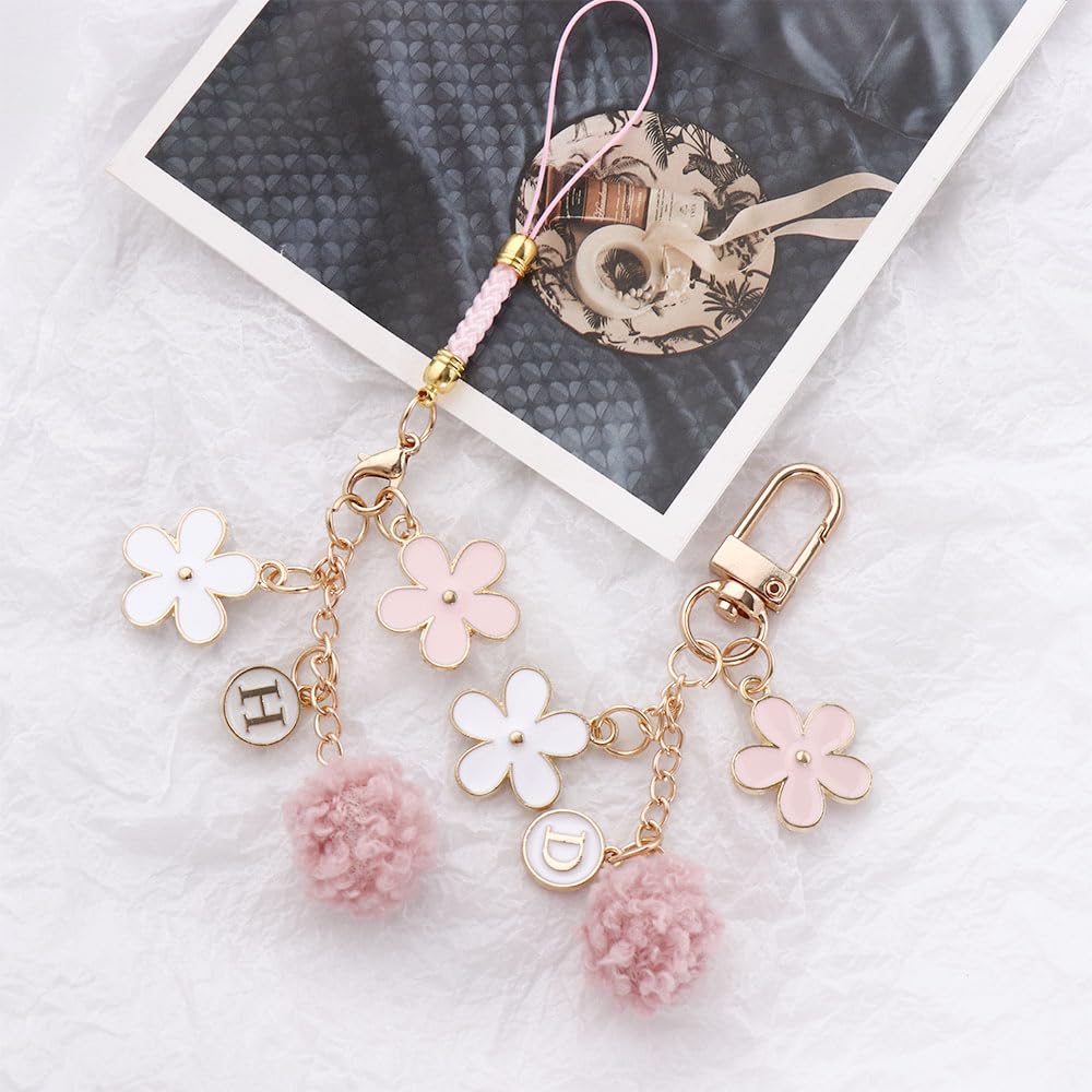 Metal Flower Strap Lanyards Keychain & Charms