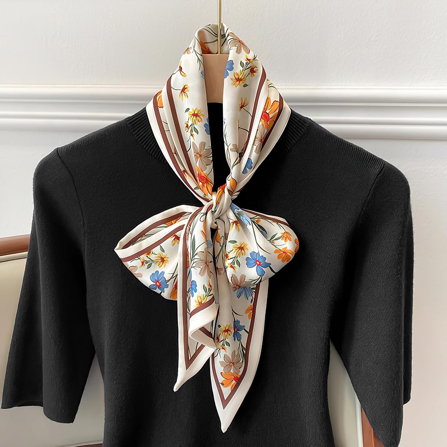 Floral Print Silk Scarf