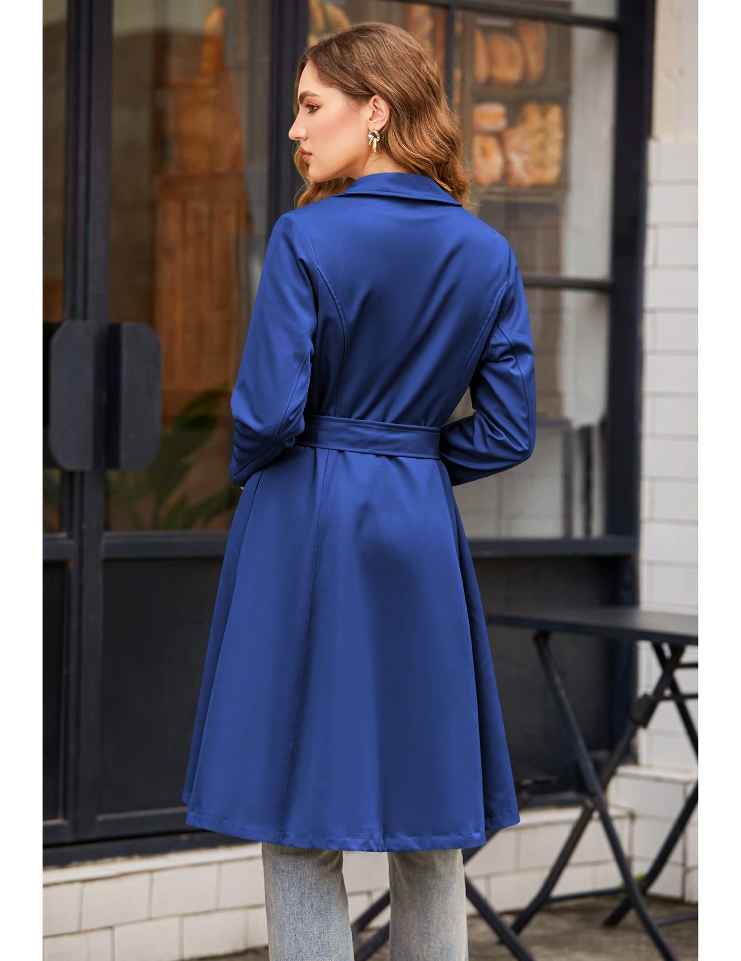 Elegant A-Line Double-Breasted Trench Coat with Belt