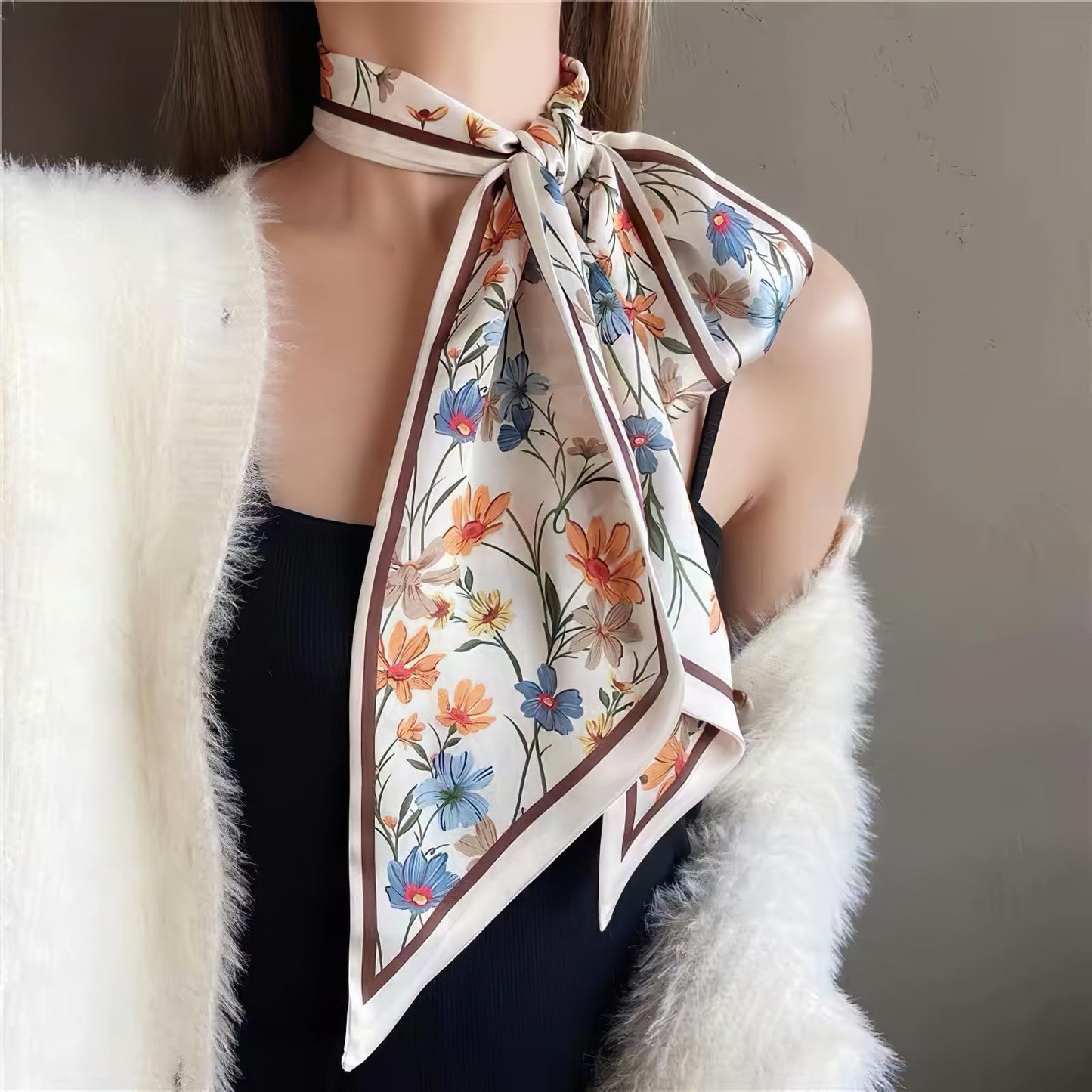 Floral Print Silk Scarf