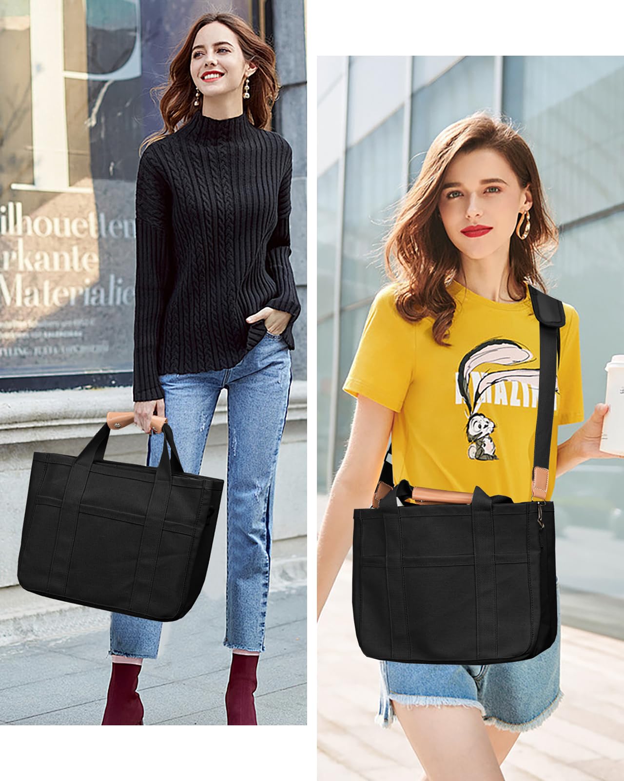 Multifunctional Canvas Tote Bag with Adjustable Strap