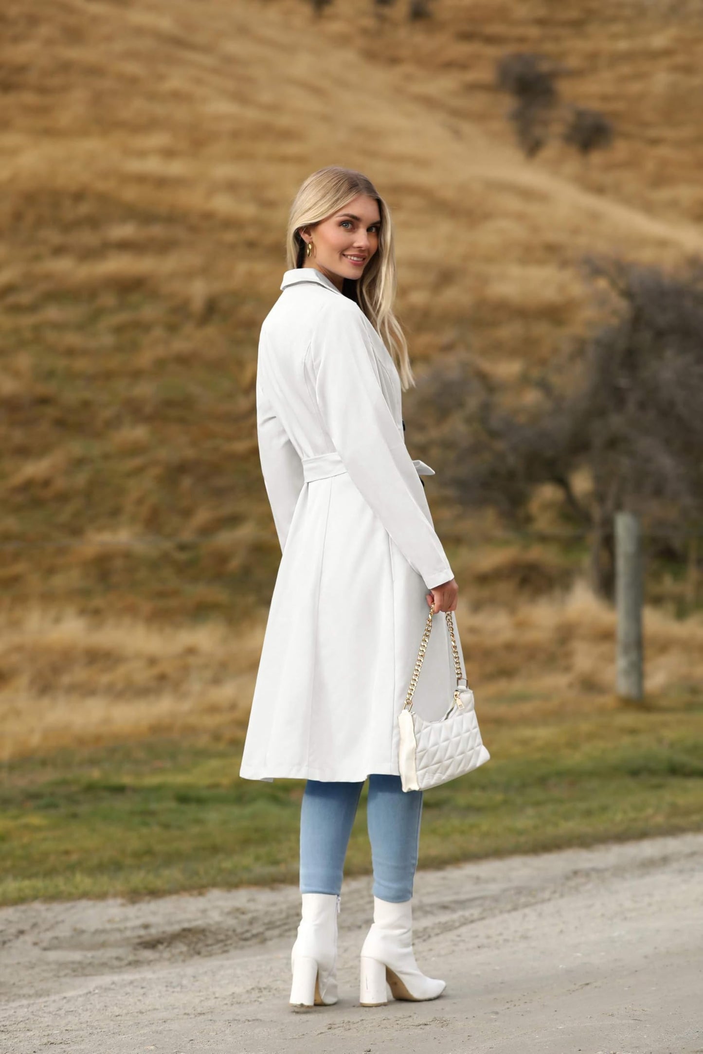 Elegant A-Line Double-Breasted Trench Coat with Belt