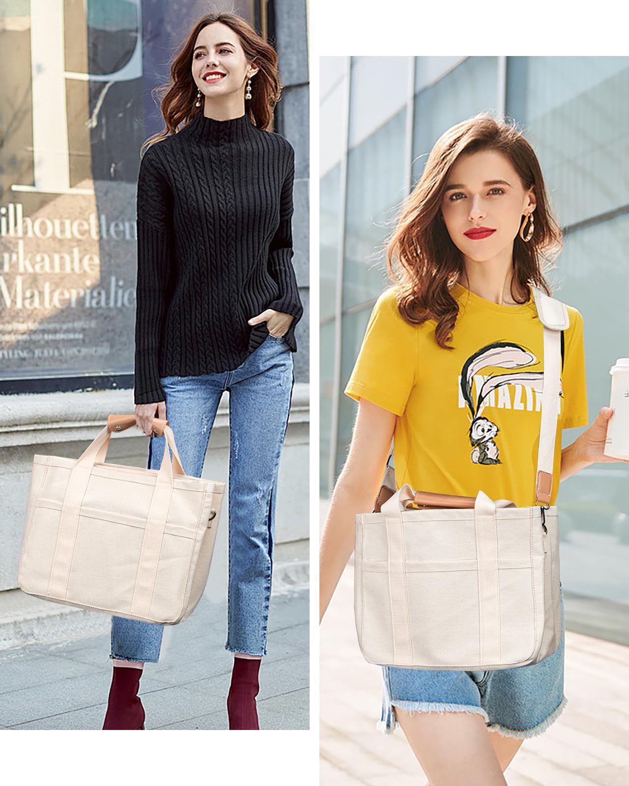 Multifunctional Canvas Tote Bag with Adjustable Strap