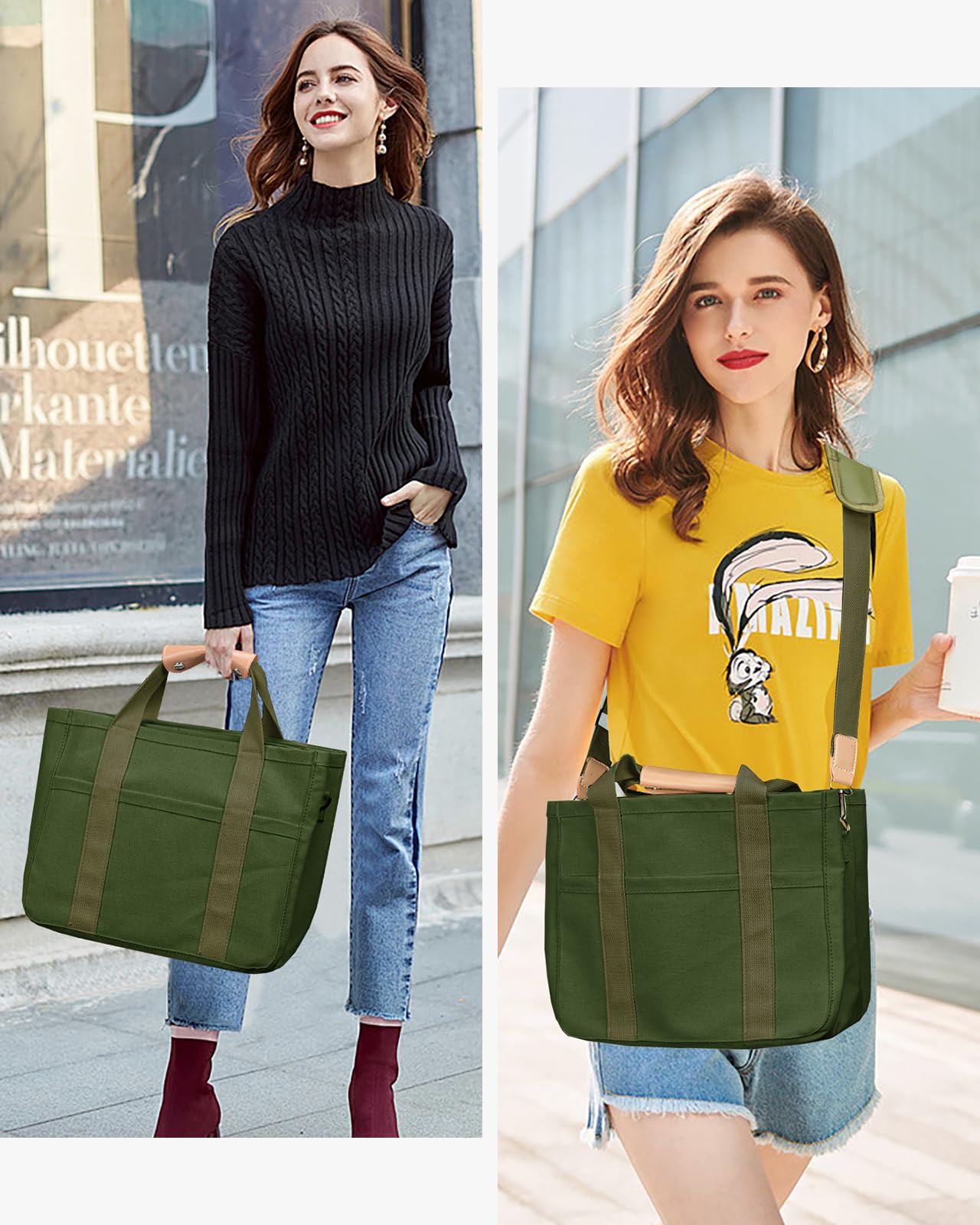 Multifunctional Canvas Tote Bag with Adjustable Strap