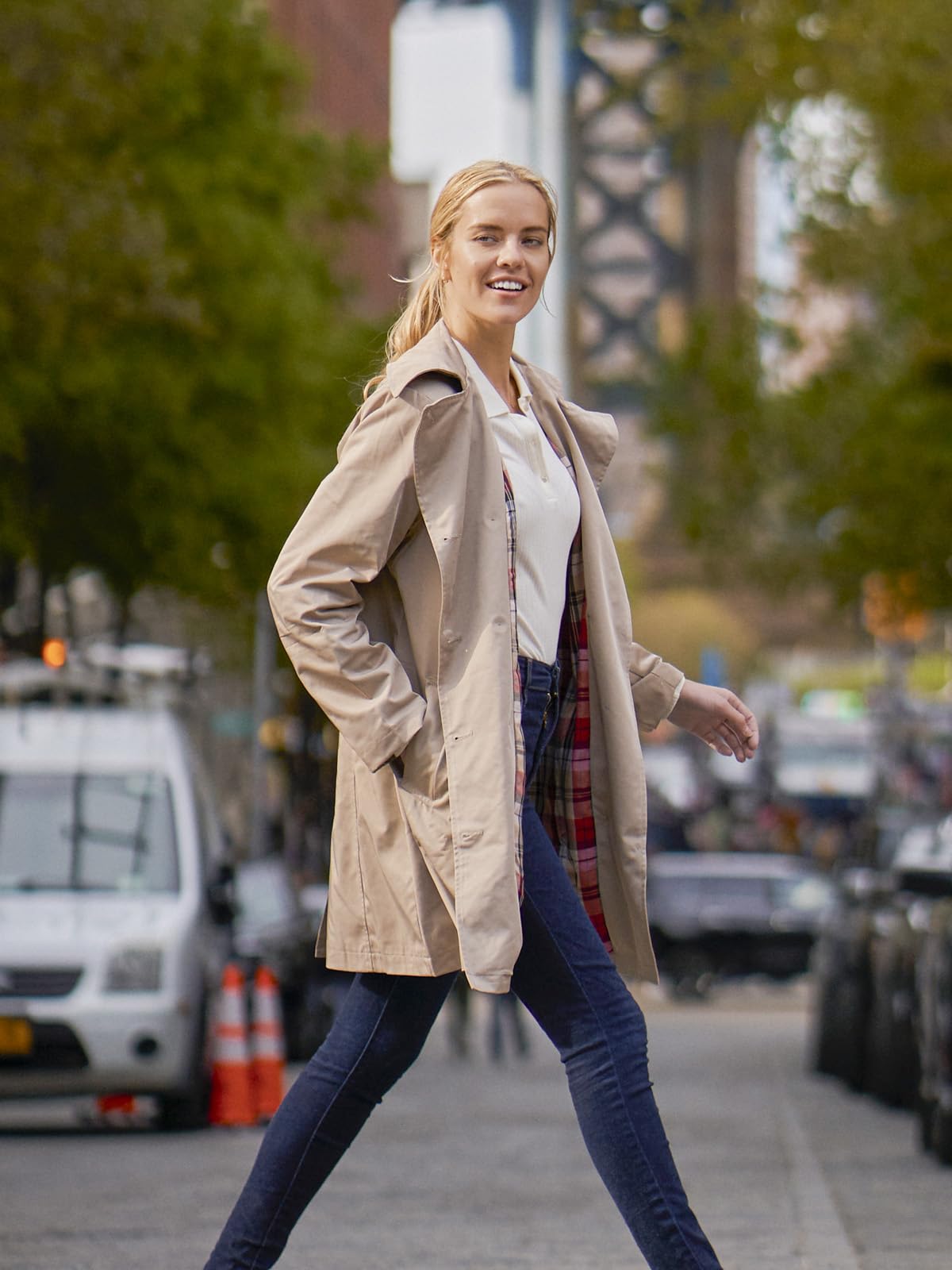 Classic Double-Breasted Belted Trench Coat