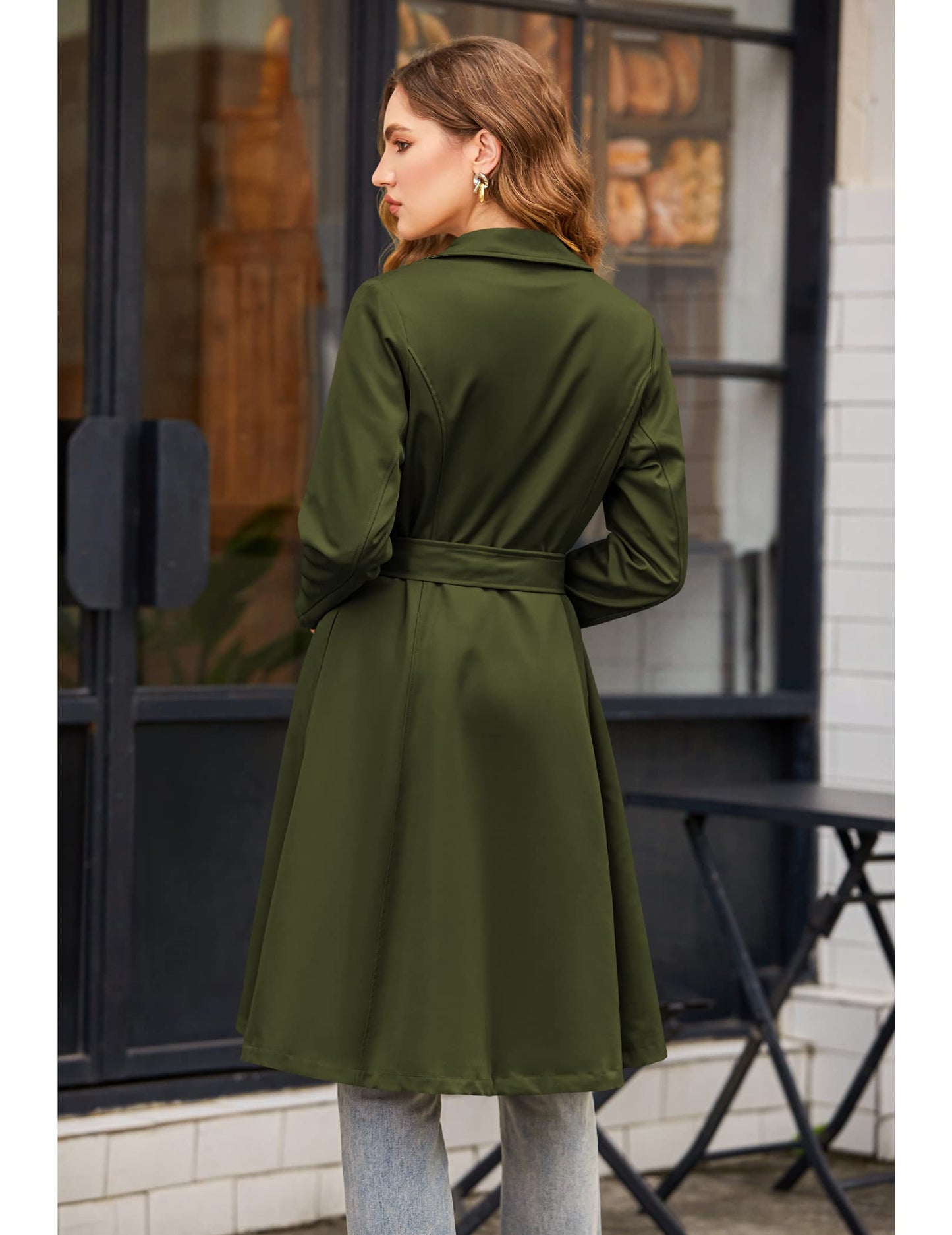 Elegant A-Line Double-Breasted Trench Coat with Belt