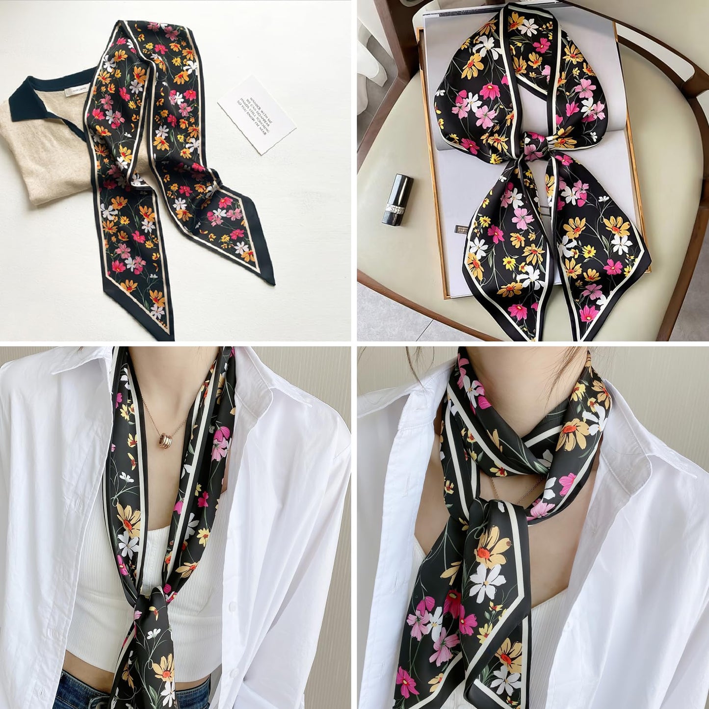 Floral Print Silk Scarf