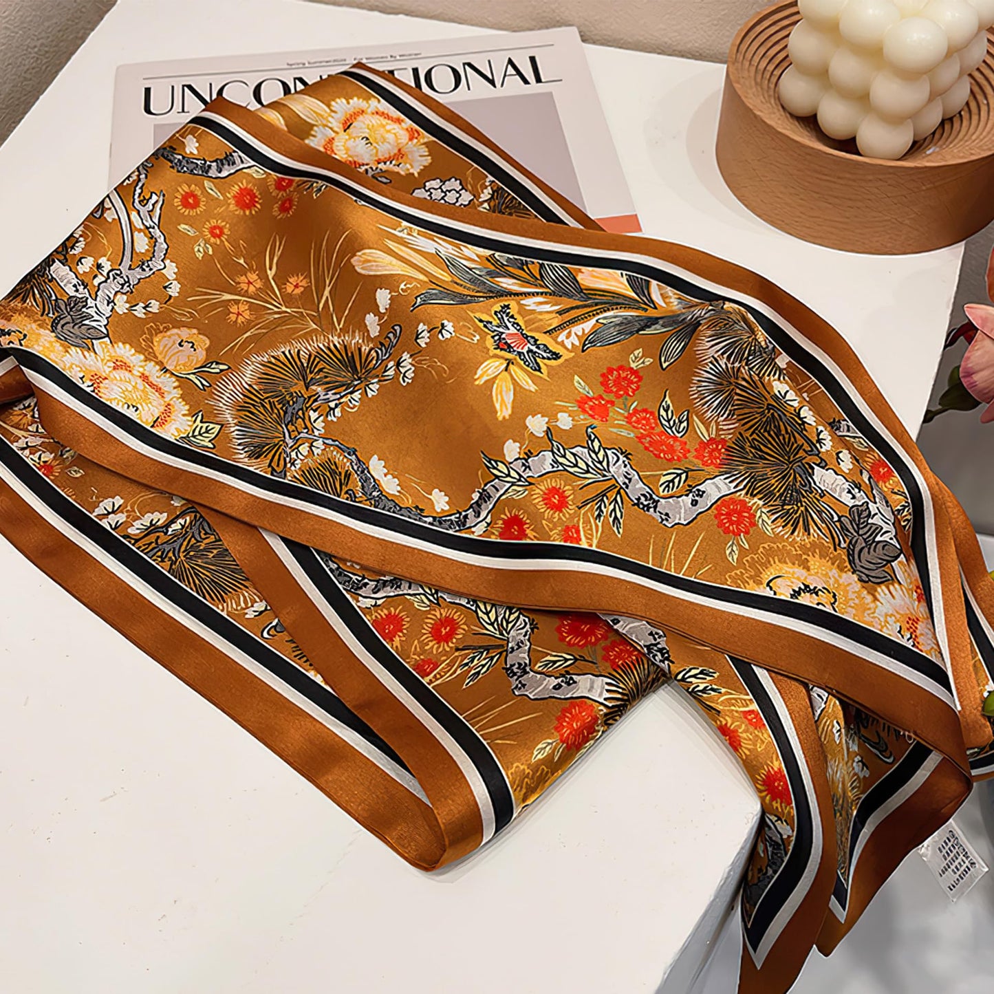 Floral Print Silk Scarf