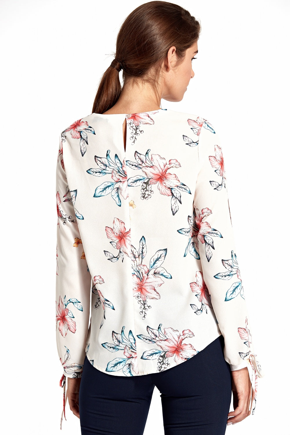 Floral Print Tie-Sleeve Blouse