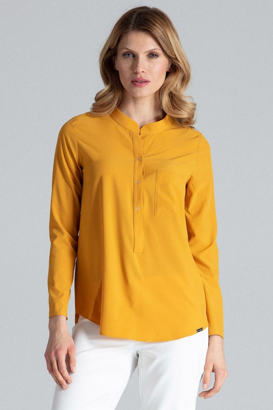 Mustard Yellow Mandarin Collar Blouse