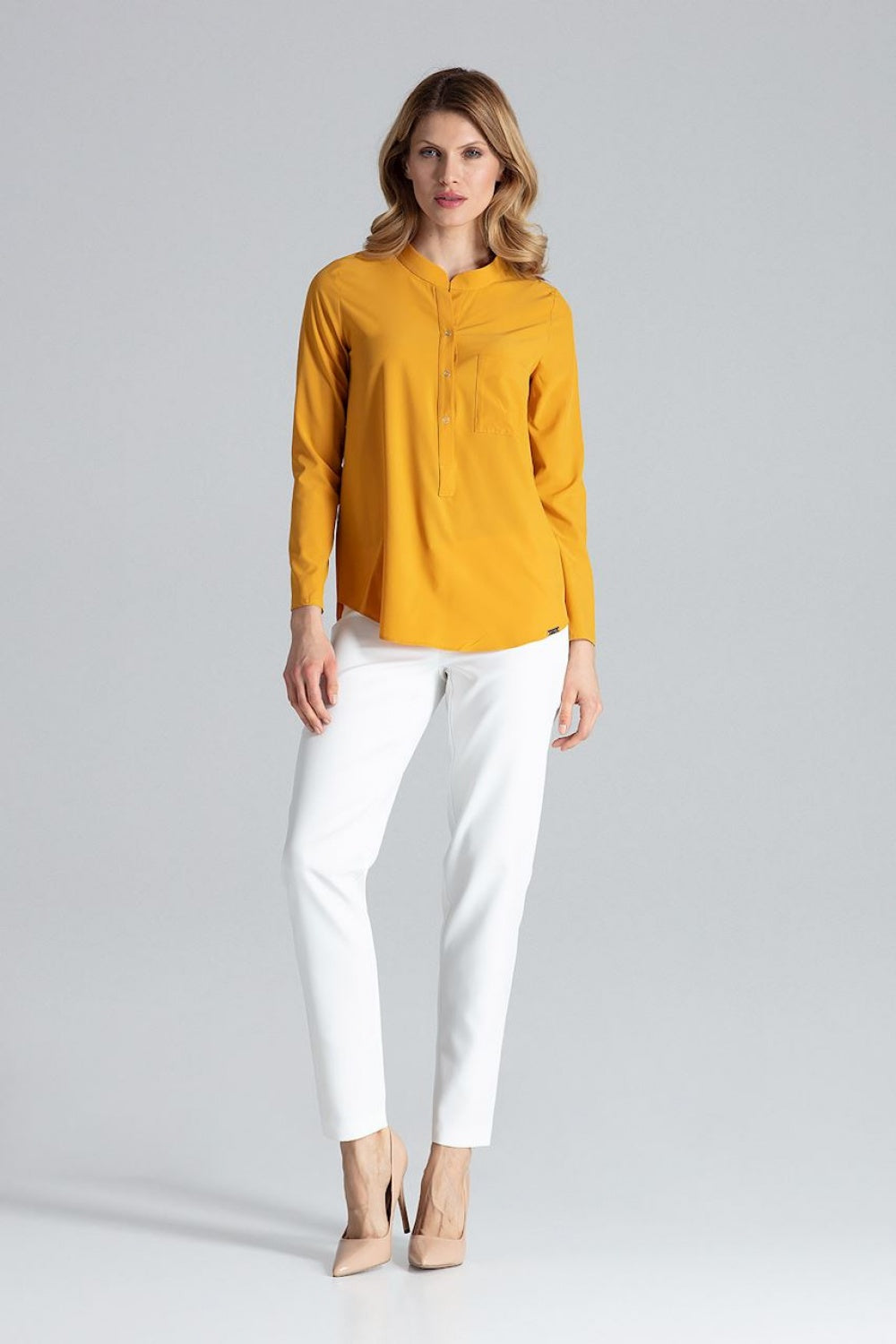 Mustard Yellow Mandarin Collar Blouse