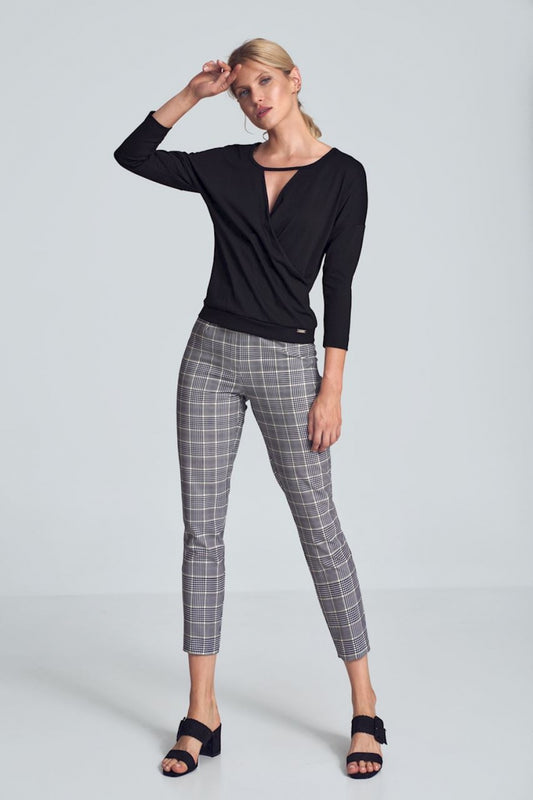 Plaid Slim Fit Ankle Trousers