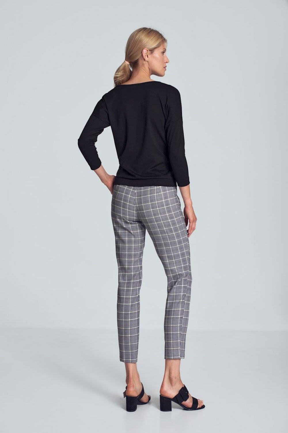 Plaid Slim Fit Ankle Trousers