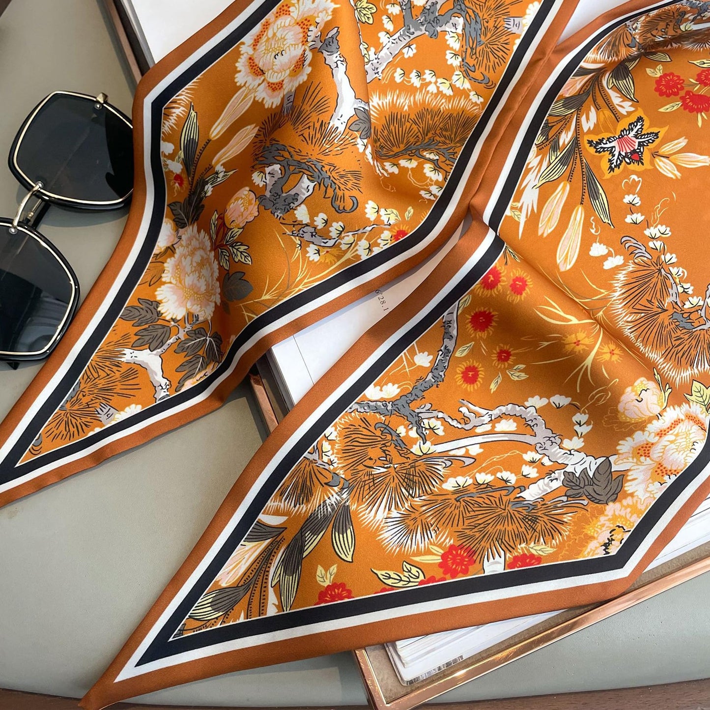 Floral Print Silk Scarf