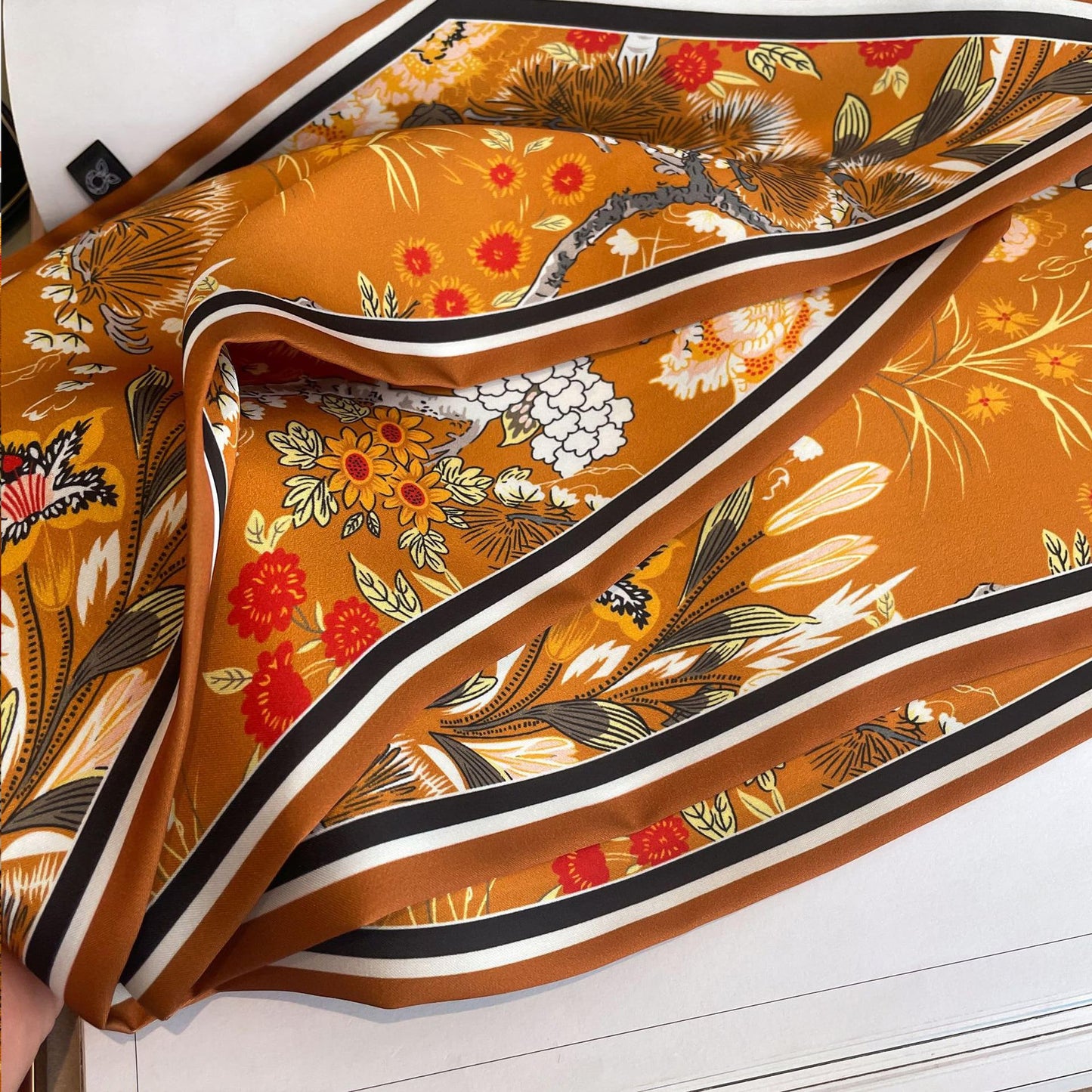 Floral Print Silk Scarf