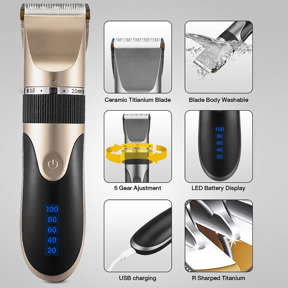 USB Hair Clipper Men Barber Rechargeable Beard Trimmer