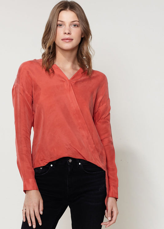 Women's Wrapped High Low Hem Blouse Top